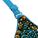 Maxbell Maxbell Belly Dance Beaded Bra Sequins Top Sexy Dancing Singer Costume Tassels Blue