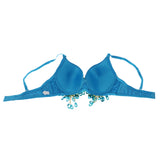 Maxbell Maxbell Belly Dance Beaded Bra Sequins Top Sexy Dancing Singer Costume Tassels Blue