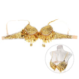 Maxbell Maxbell Belly Dance Beaded Bra Sequins Top Sexy Dancing Singer Costume Tassels Gold