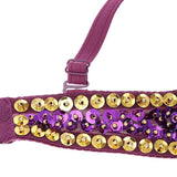 Maxbell Maxbell Belly Dance Beads Bra Sequins Top Sexy Dancing Singer Costume Tassels Purple