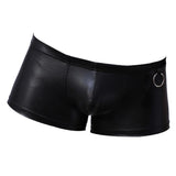 Maxbell Sexy Stretch Boxer Brief Men Faux Leather Fashion Wet Look Underwear Black L - Aladdin Shoppers