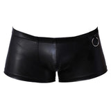Maxbell Sexy Stretch Boxer Brief Men Faux Leather Fashion Wet Look Underwear Black L - Aladdin Shoppers