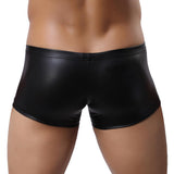 Maxbell Sexy Stretch Boxer Brief Men Faux Leather Fashion Wet Look Underwear Black L - Aladdin Shoppers