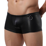 Maxbell Sexy Stretch Boxer Brief Men Faux Leather Fashion Wet Look Underwear Black L - Aladdin Shoppers