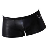 Maxbell Sexy Stretch Boxer Brief Men Faux Leather Fashion Wet Look Underwear Black L - Aladdin Shoppers