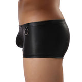 Maxbell Sexy Stretch Boxer Brief Men Faux Leather Fashion Wet Look Underwear Black L - Aladdin Shoppers