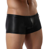 Maxbell Sexy Stretch Boxer Brief Men Faux Leather Fashion Wet Look Underwear Black L - Aladdin Shoppers