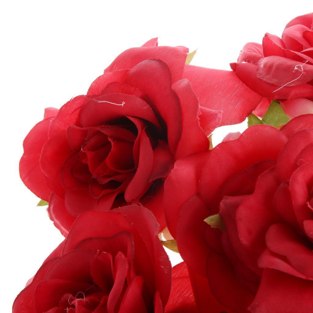 Maxbell Maxbell Rose Artificial Single Side Flower Heads DIY Wedding Hair clip Red