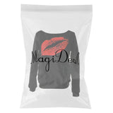 Maxbell Women Sweatshirts Off Shoulder Sexy Long-Sleeved Tops S Black Red Lips