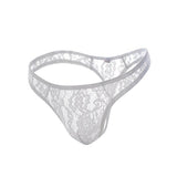 Maxbell Mens Sexy See Through Flower Lace Underwear Briefs T-back G-string White M - Aladdin Shoppers