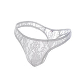 Maxbell Mens Sexy See Through Flower Lace Underwear Briefs T-back G-string White M - Aladdin Shoppers