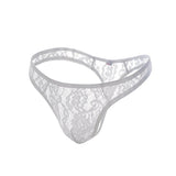 Maxbell Mens Sexy See Through Flower Lace Underwear Briefs T-back G-string White L - Aladdin Shoppers