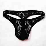 Maxbell Mens Sexy See Through Flower Lace Underwear Briefs T-back G-string Black L - Aladdin Shoppers