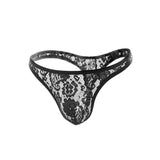 Maxbell Mens Sexy See Through Flower Lace Underwear Briefs T-back G-string Black L - Aladdin Shoppers