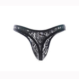 Maxbell Mens Sexy See Through Flower Lace Underwear Briefs T-back G-string Black L - Aladdin Shoppers