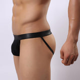 Maxbell Sexy Men's PU Leather Mesh G-string Underwear Briefs Underpants Black S - Aladdin Shoppers