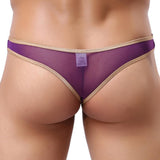 Maxbell Mens Sexy Mesh Gilt-edged Bulge Pouch Underwear Briefs Thongs Purple M - Aladdin Shoppers