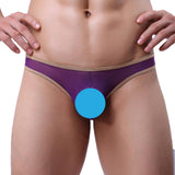 Maxbell Mens Sexy Mesh Gilt-edged Bulge Pouch Underwear Briefs Thongs Purple M - Aladdin Shoppers