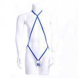 Maxbell Men Sexy Strappy Thongs Bodysuit Mankini Harness Underwear G-String Blue - Aladdin Shoppers