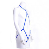 Maxbell Men Sexy Strappy Thongs Bodysuit Mankini Harness Underwear G-String Blue - Aladdin Shoppers