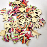 Maxbell 50pcs Colorful Fish Wooden Buttons Embellishment Scrapbooking Craft DIY - Aladdin Shoppers