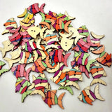 Maxbell 50pcs Colorful Fish Wooden Buttons Embellishment Scrapbooking Craft DIY - Aladdin Shoppers