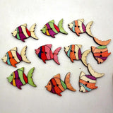 Maxbell 50pcs Colorful Fish Wooden Buttons Embellishment Scrapbooking Craft DIY - Aladdin Shoppers