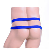 Maxbell Men's Sexy Underwear Elastic 2 Belts Silver Ring Thongs Briefs Royal Blue - Aladdin Shoppers