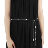 Maxbell Pearl Diamante Diamond Ladies Waist Chain Charm Belt Silver One Size Fit All - Aladdin Shoppers