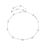 Maxbell Pearl Diamante Diamond Ladies Waist Chain Charm Belt Silver One Size Fit All - Aladdin Shoppers