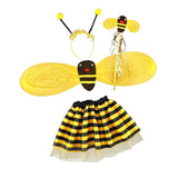 4Pc Bumble Bee Honey Girls Kids Fairy Halloween Fancy Dress Up Party Costume