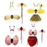 4Pc Bumble Bee Honey Girls Kids Fairy Halloween Fancy Dress Up Party Costume