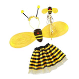 4Pc Bumble Bee Honey Girls Kids Fairy Halloween Fancy Dress Up Party Costume