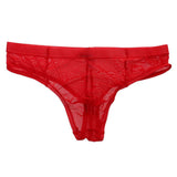 Maxbell Men's Sexy Nets Yarn Bulge Pouch Bikini Briefs Breathable T-back M Red - Aladdin Shoppers