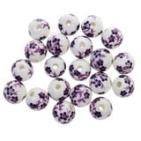 Maxbell 40Pcs Purple+ Blue Flower Ceramic Charms Porcelain DIY Loose Spacer Beads