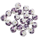 Maxbell 40Pcs Purple+ Blue Flower Ceramic Charms Porcelain DIY Loose Spacer Beads