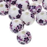 Maxbell 40Pcs Purple+ Blue Flower Ceramic Charms Porcelain DIY Loose Spacer Beads