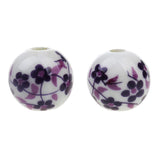 Maxbell 40Pcs Purple+ Blue Flower Ceramic Charms Porcelain DIY Loose Spacer Beads