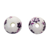 Maxbell 40Pcs Purple+ Blue Flower Ceramic Charms Porcelain DIY Loose Spacer Beads