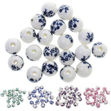 Maxbell 40Pcs Purple+ Blue Flower Ceramic Charms Porcelain DIY Loose Spacer Beads