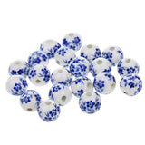 Maxbell 40Pcs Purple+ Blue Flower Ceramic Charms Porcelain DIY Loose Spacer Beads