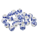 Maxbell Fashionable Flower Ceramic Porcelain Loose Spacer Beads Charms For Jewelry Making Craft Projects DIY Pack of 20PCS Blue