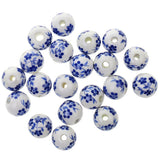 Maxbell 40Pcs Purple+ Blue Flower Ceramic Charms Porcelain DIY Loose Spacer Beads