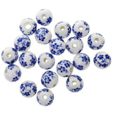 Maxbell Fashionable Flower Ceramic Porcelain Loose Spacer Beads Charms For Jewelry Making Craft Projects DIY Pack of 20PCS Blue - Aladdin Shoppers