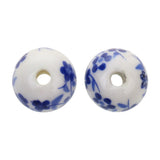 Maxbell 40Pcs Purple+ Blue Flower Ceramic Charms Porcelain DIY Loose Spacer Beads
