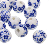 Maxbell Fashionable Flower Ceramic Porcelain Loose Spacer Beads Charms For Jewelry Making Craft Projects DIY Pack of 20PCS Blue - Aladdin Shoppers