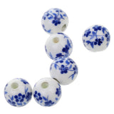 Maxbell 40Pcs Purple+ Blue Flower Ceramic Charms Porcelain DIY Loose Spacer Beads