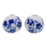 Maxbell 40Pcs Purple+ Blue Flower Ceramic Charms Porcelain DIY Loose Spacer Beads