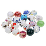 Maxbell 20Pcs Mixed Round Ceramic Porcelain Loose Spacer Beads Charms Findings 12mm - Aladdin Shoppers