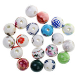 Maxbell 20Pcs Mixed Round Ceramic Porcelain Loose Spacer Beads Charms Findings 12mm - Aladdin Shoppers